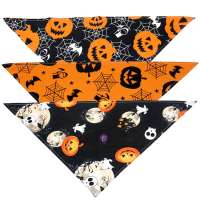 Hot style pumpkin halloween dog bandana pet triangular saliva towel