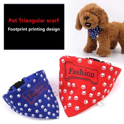 New Arrived Pet Bib Triangular Cool Scarf With Dog Footprints Pattern In Blue And Red