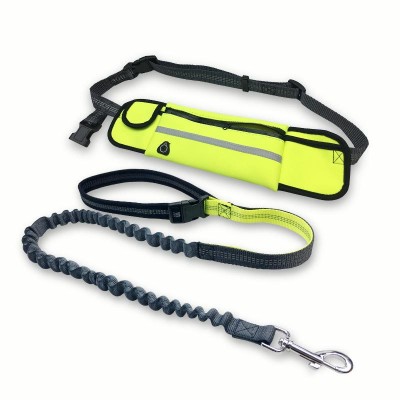 Waterproof elastic with pocket nylon rope hand free pet dog lead hands free pet dog leash