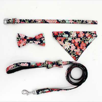 Japanese Style Pet bandana and leash set dog cat collar and leash set